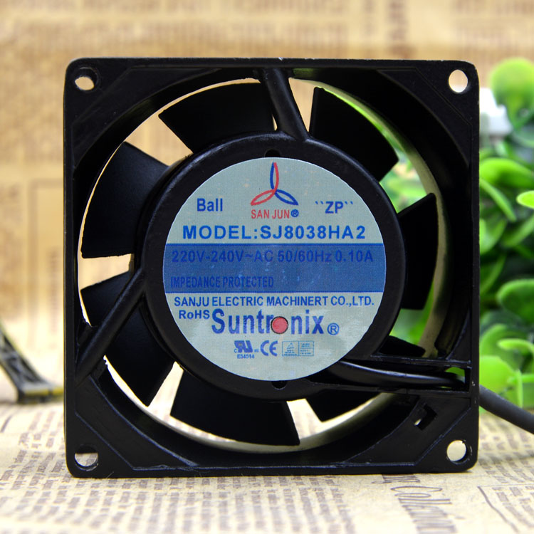 SAN JU SJ8038HA2 AC110V 16W 0.1A 2-Wires 50/60HZ Cooling Fan