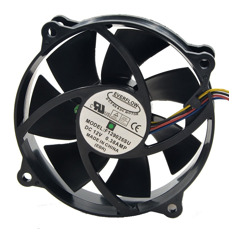 EVERFLOW F129025SU DC12V 0.38A 9CM 4-Wires cooling fan