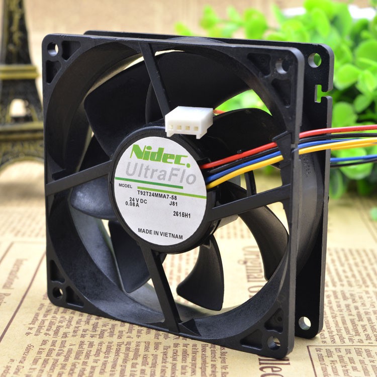 Nidec T92T24MMA7-58 DC24V 0.08A 4-Wires Ball Bearing Inverter Cooling Fan