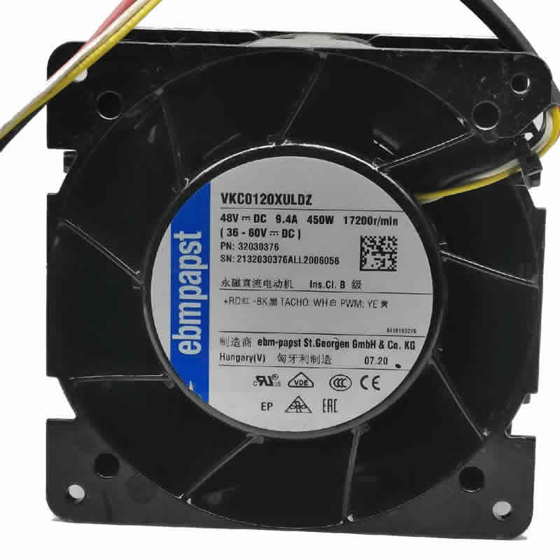 VKC0120XULDZ ebmpapst DC48V 9.4A 450W fan